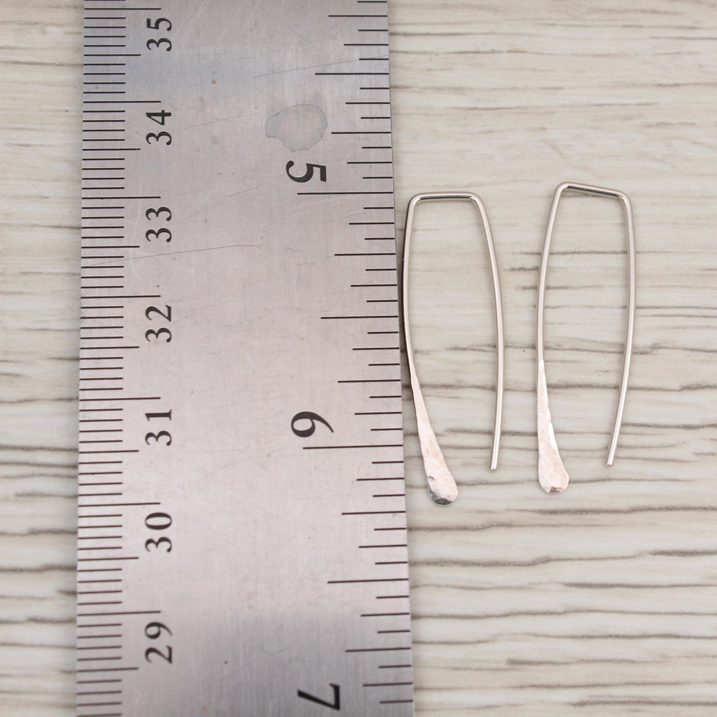 #3117 Minimalist Hammered Open Rectangle Hoops