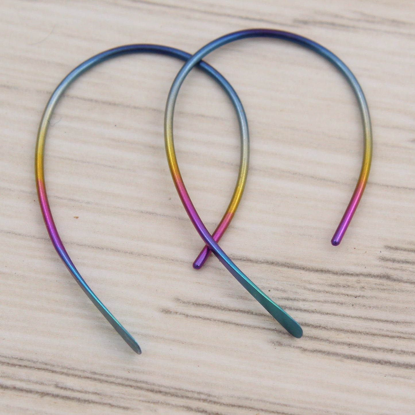 #3132 Rainbow Niobium Paddle Open Hoops