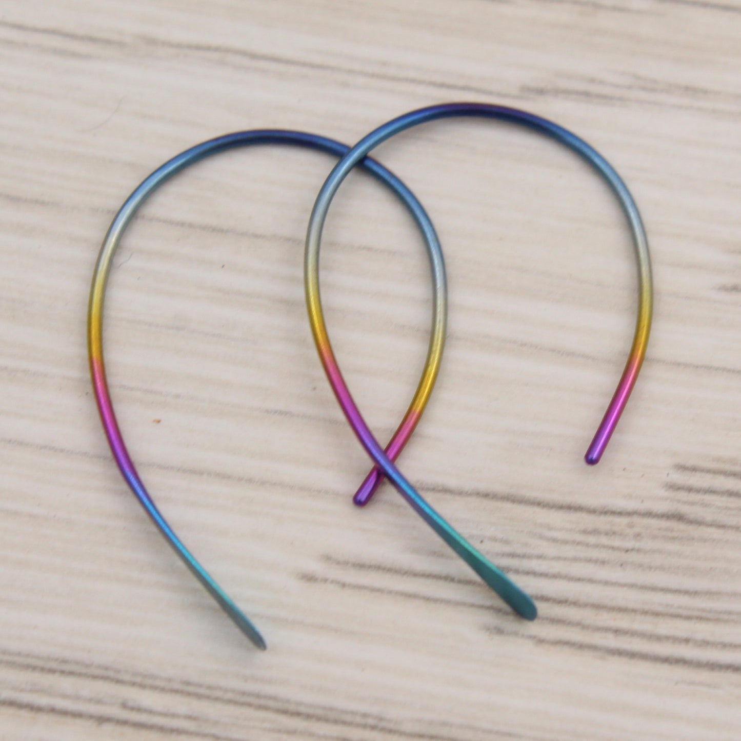 #3132 Rainbow Niobium Paddle Open Hoops