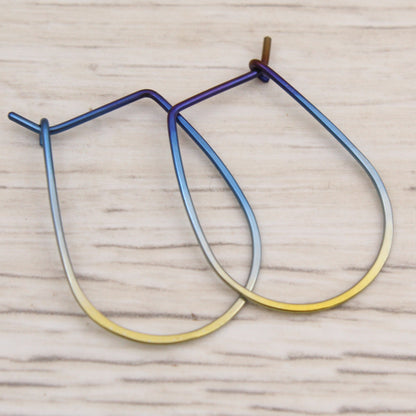 #3130 Blue to Golden Yellow Ombre Niobium Hoops