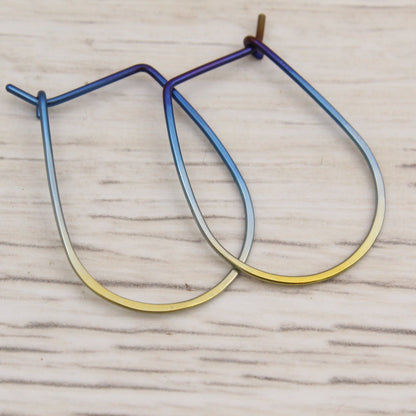 #3130 Blue to Golden Yellow Ombre Niobium Hoops