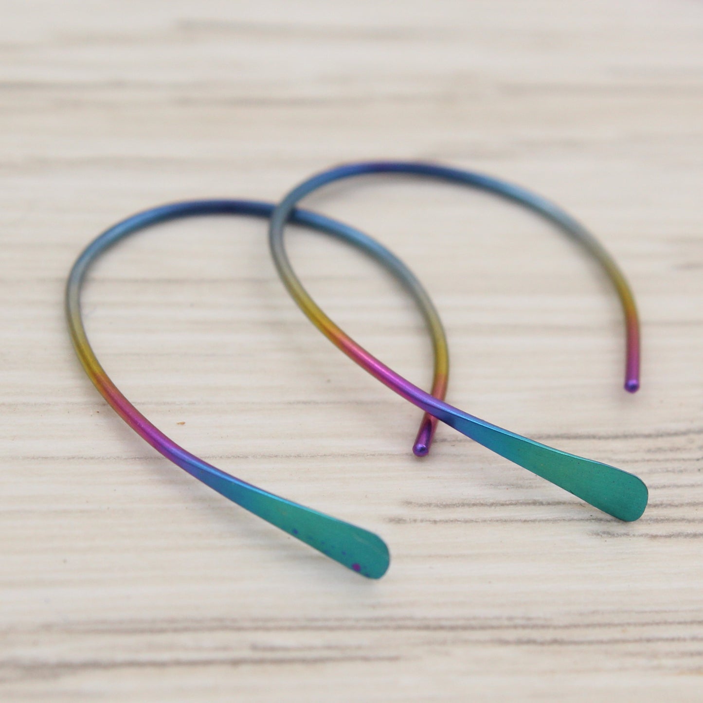 #3132 Rainbow Niobium Paddle Open Hoops