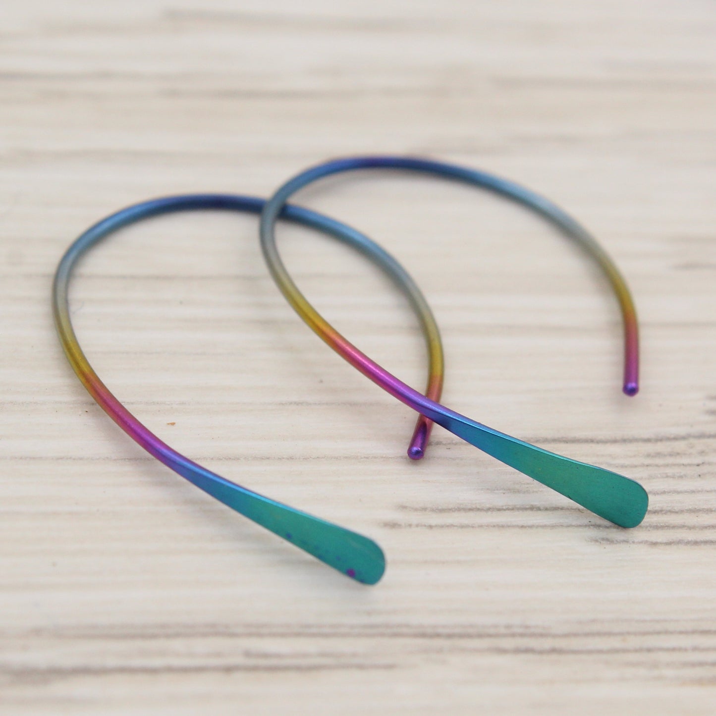 #3132 Rainbow Niobium Paddle Open Hoops