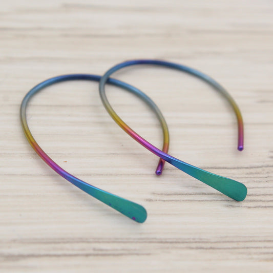 #3132 Rainbow Niobium Paddle Open Hoops