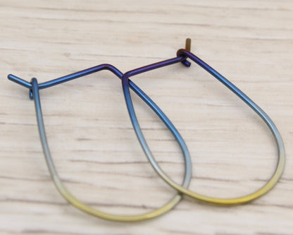 #3130 Blue to Golden Yellow Ombre Niobium Hoops