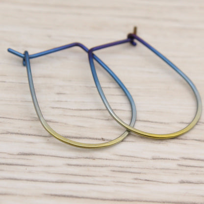 #3130 Blue to Golden Yellow Ombre Niobium Hoops