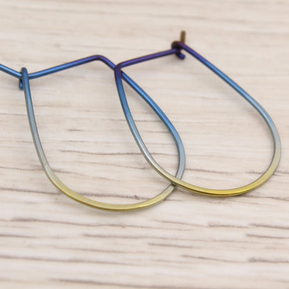 #3130 Blue to Golden Yellow Ombre Niobium Hoops