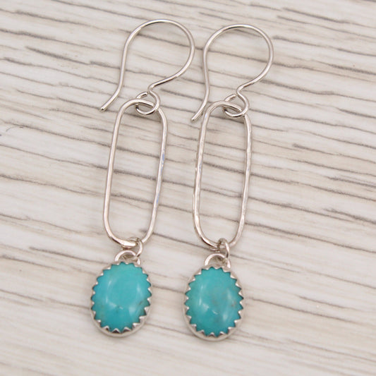 #3125 Blue Gem Turquoise and Silver Earrings