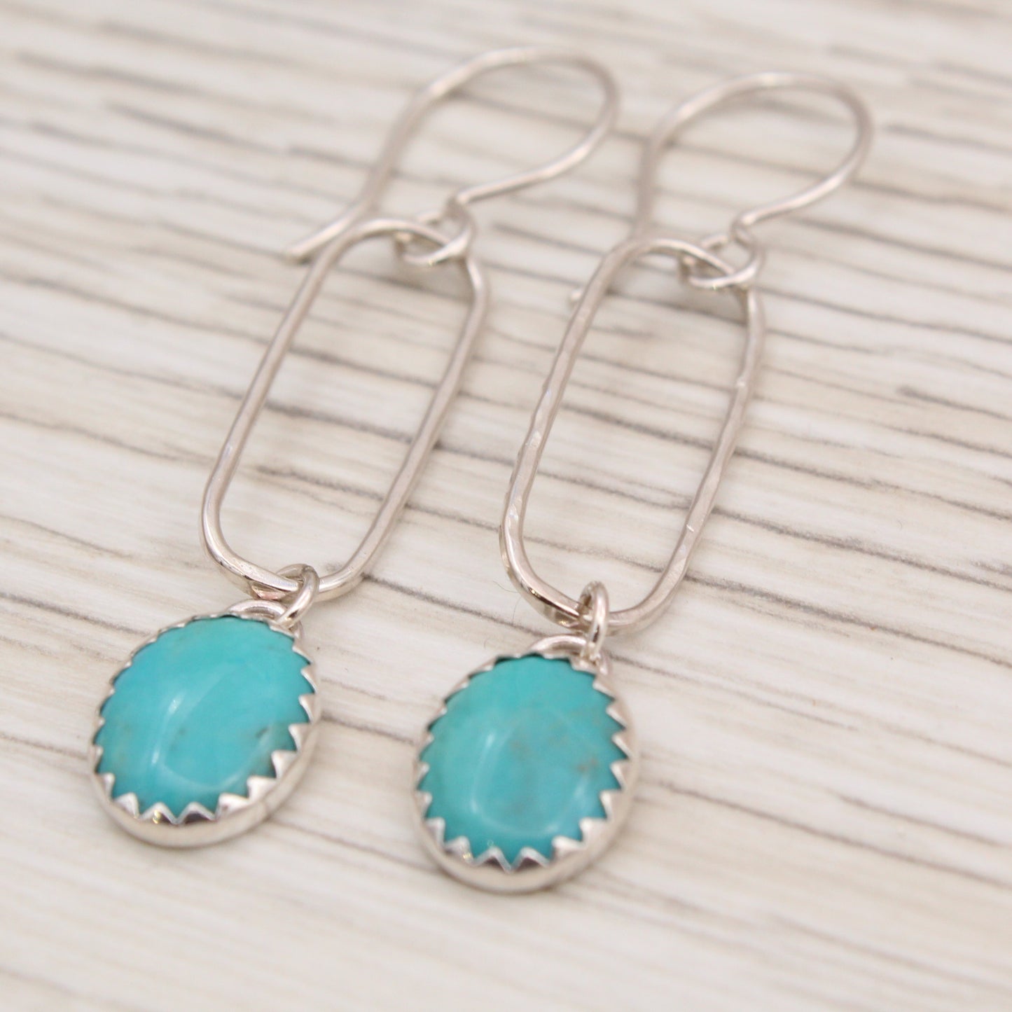 #3125 Blue Gem Turquoise and Silver Earrings