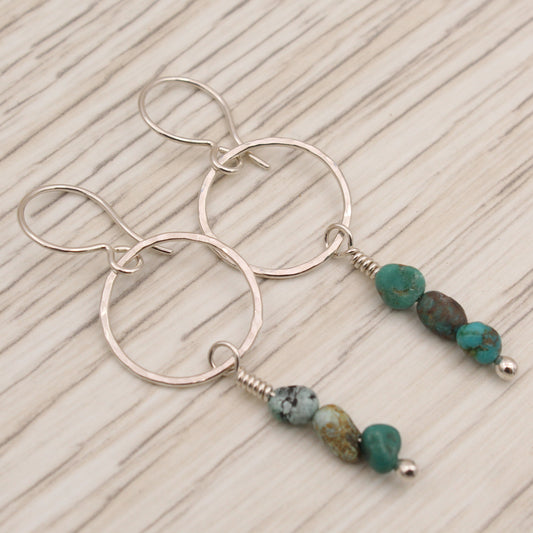 #3122 Hubei Turquoise on Silver Dangle Earrings