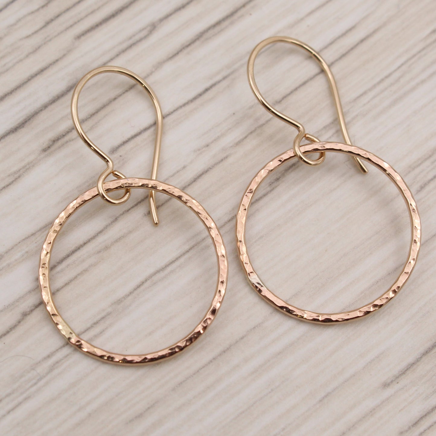 #3120 Hammered Gold Filled Minimalist Dangle Earrings