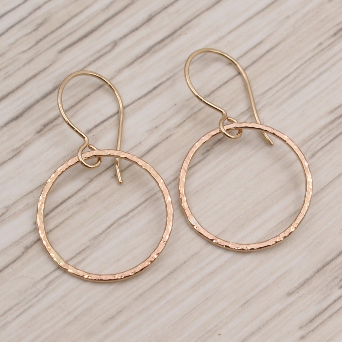 #3120 Hammered Gold Filled Minimalist Dangle Earrings