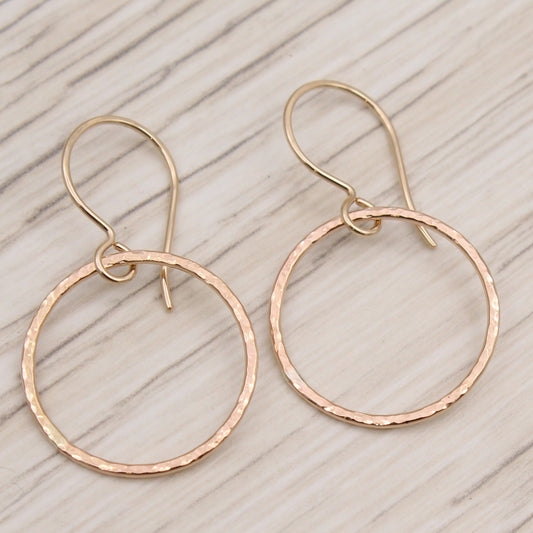 #3120 Hammered Gold Filled Minimalist Dangle Earrings