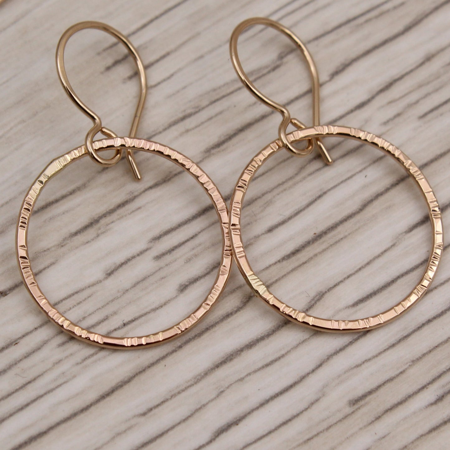 #3119 Line Hammered Minimalist Gold Filled Dangle Earrings