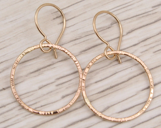 #3119 Line Hammered Minimalist Gold Filled Dangle Earrings