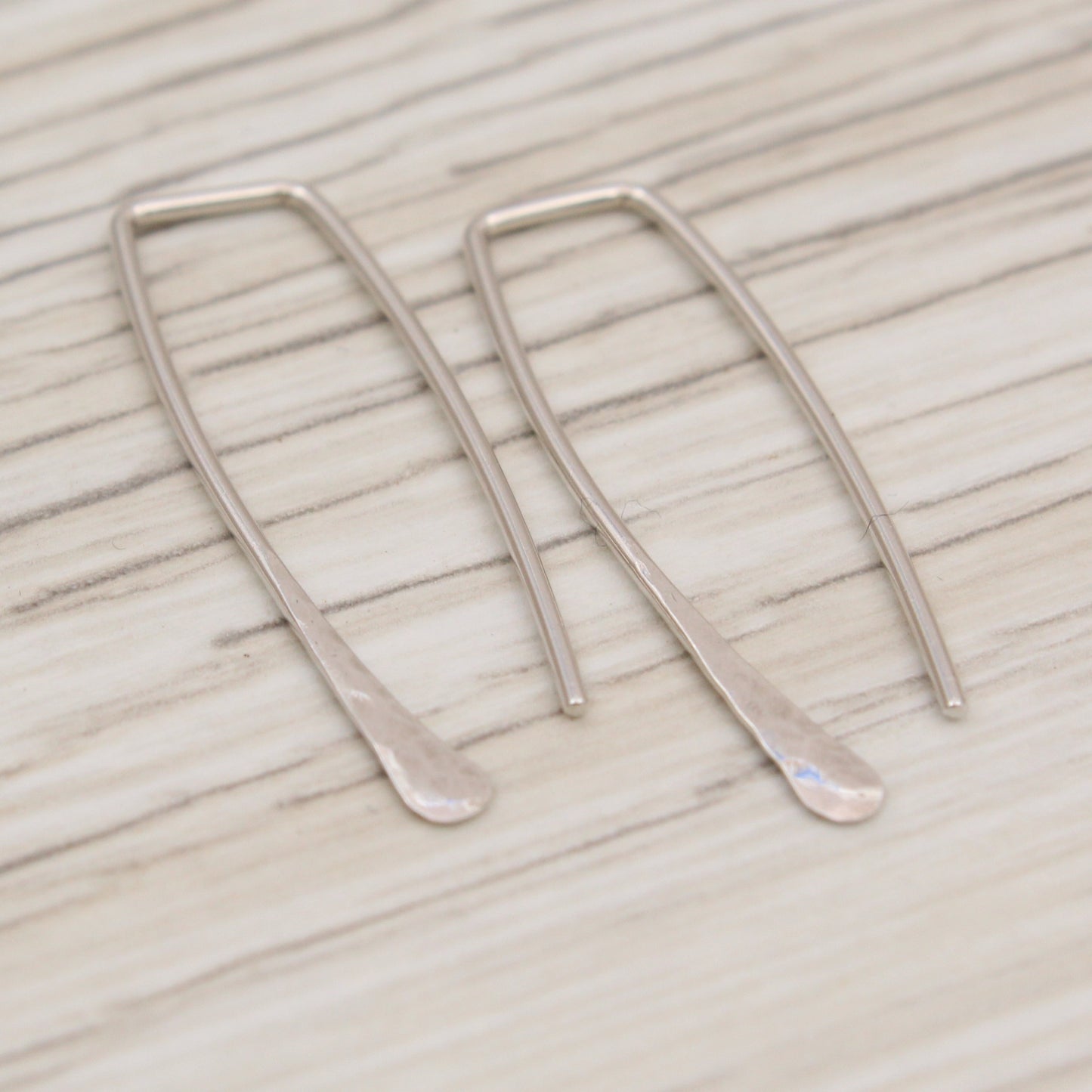 #3117 Minimalist Hammered Open Rectangle Hoops