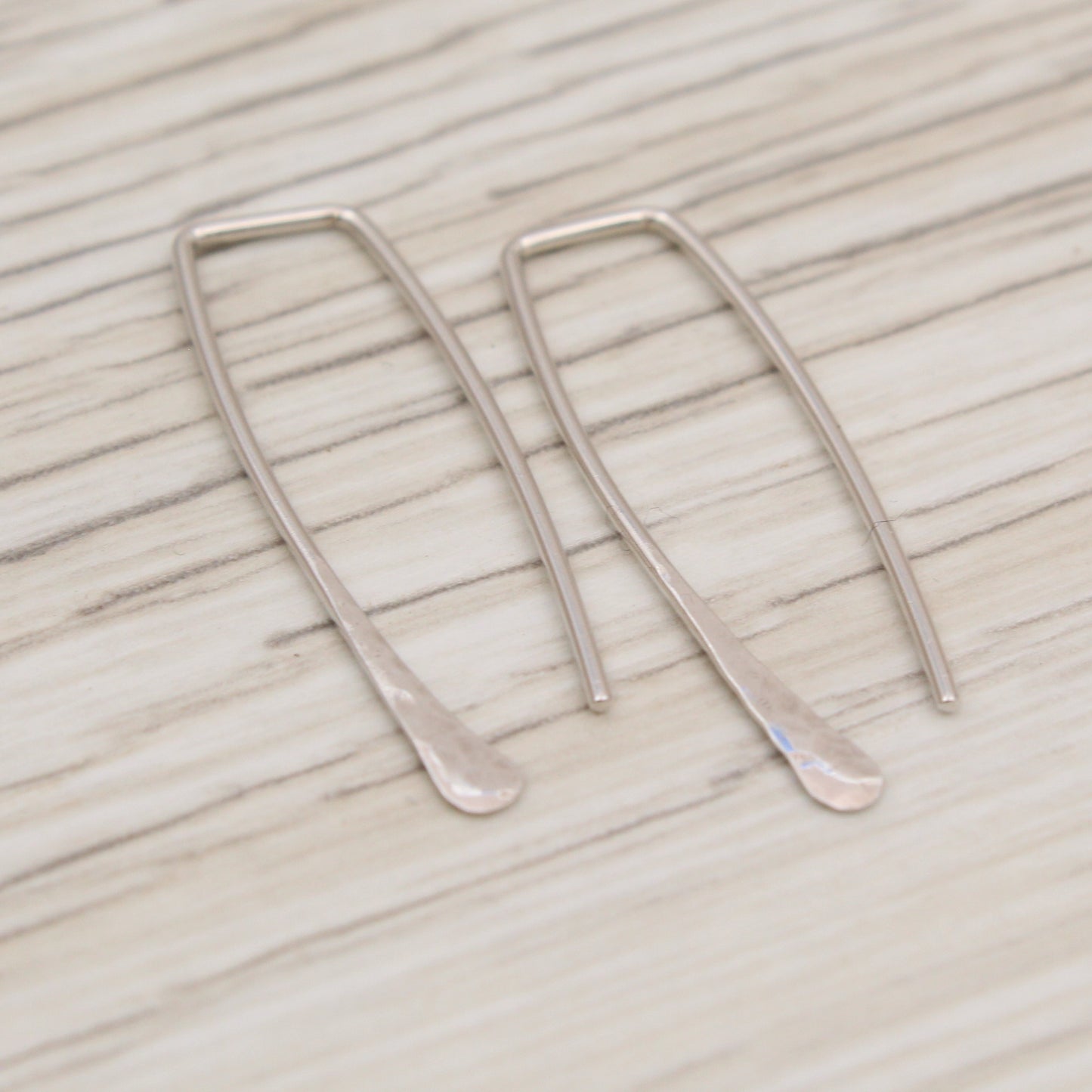 #3117 Minimalist Hammered Open Rectangle Hoops