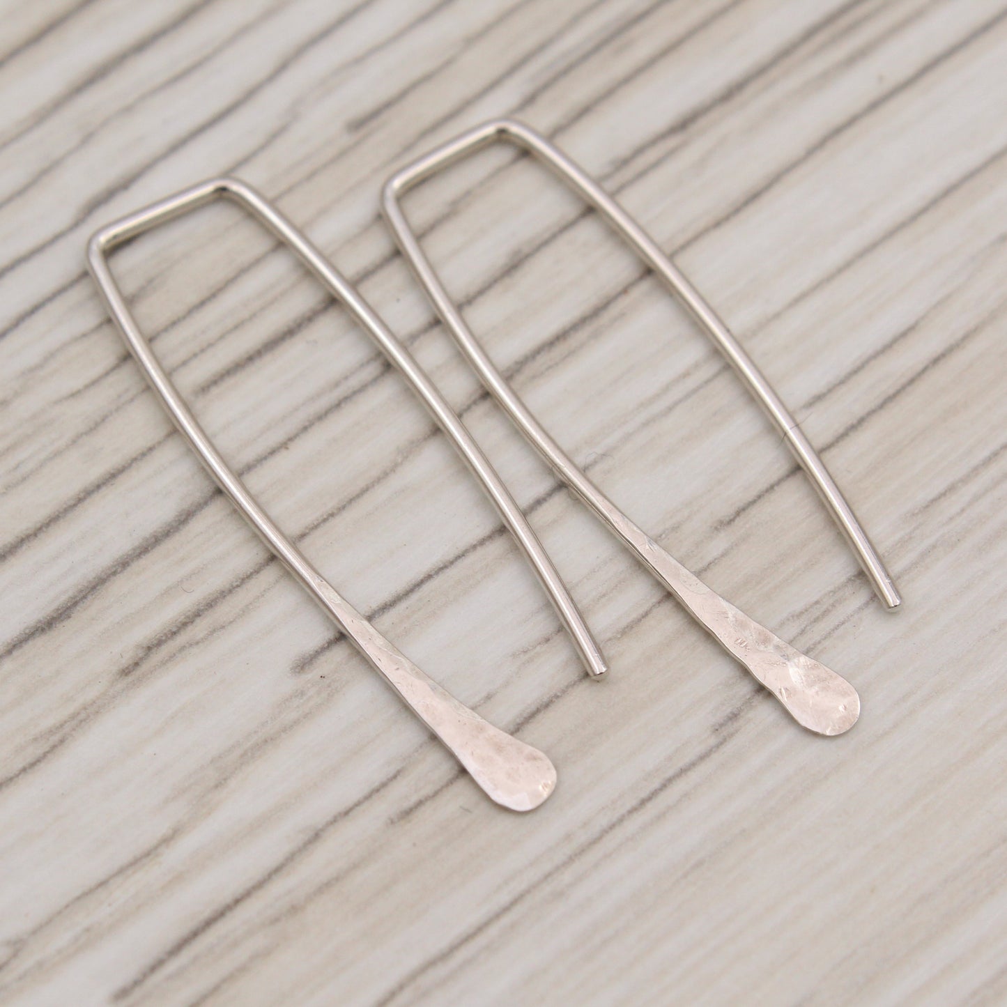 #3117 Minimalist Hammered Open Rectangle Hoops