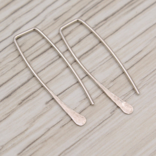 #3117 Minimalist Hammered Open Rectangle Hoops