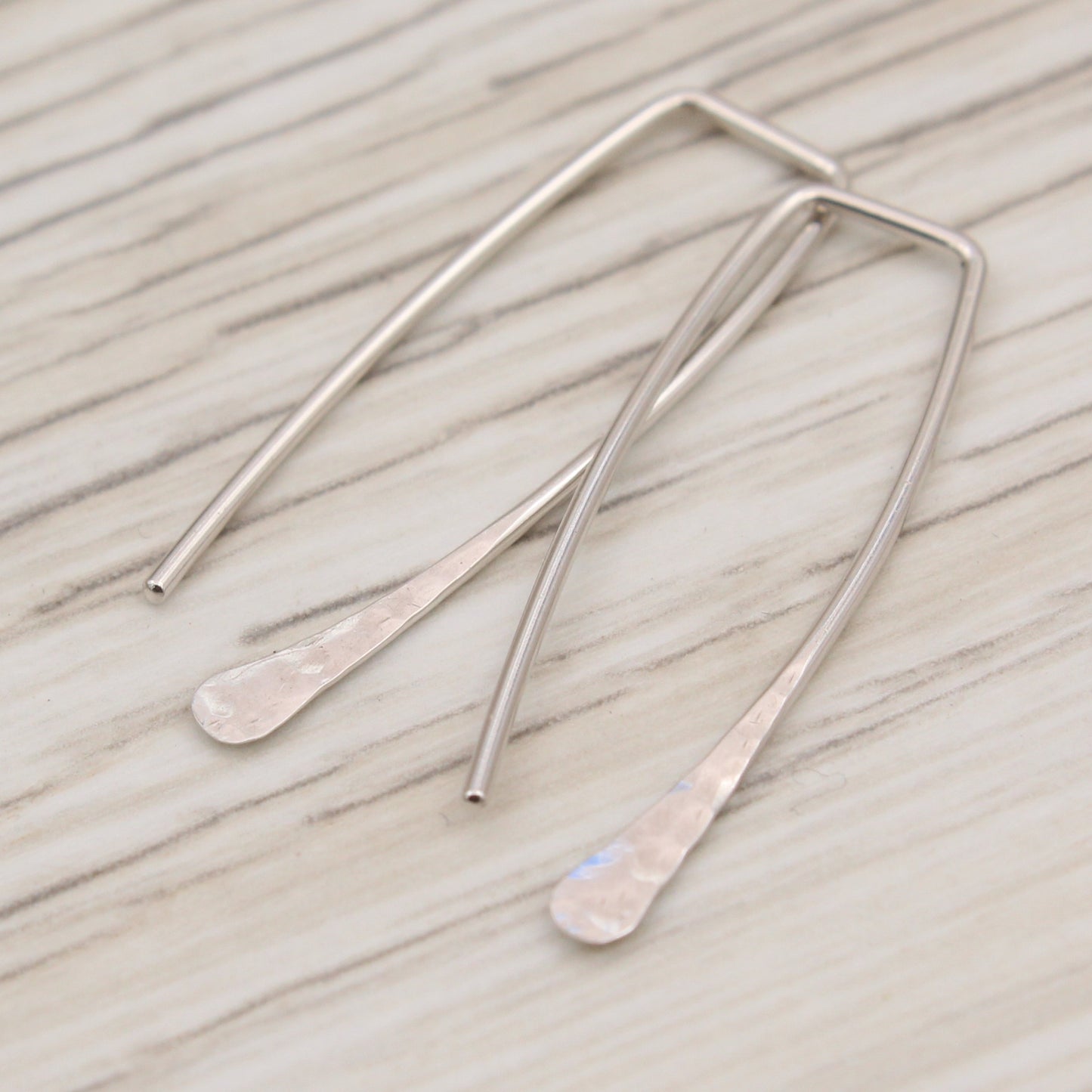 #3117 Minimalist Hammered Open Rectangle Hoops