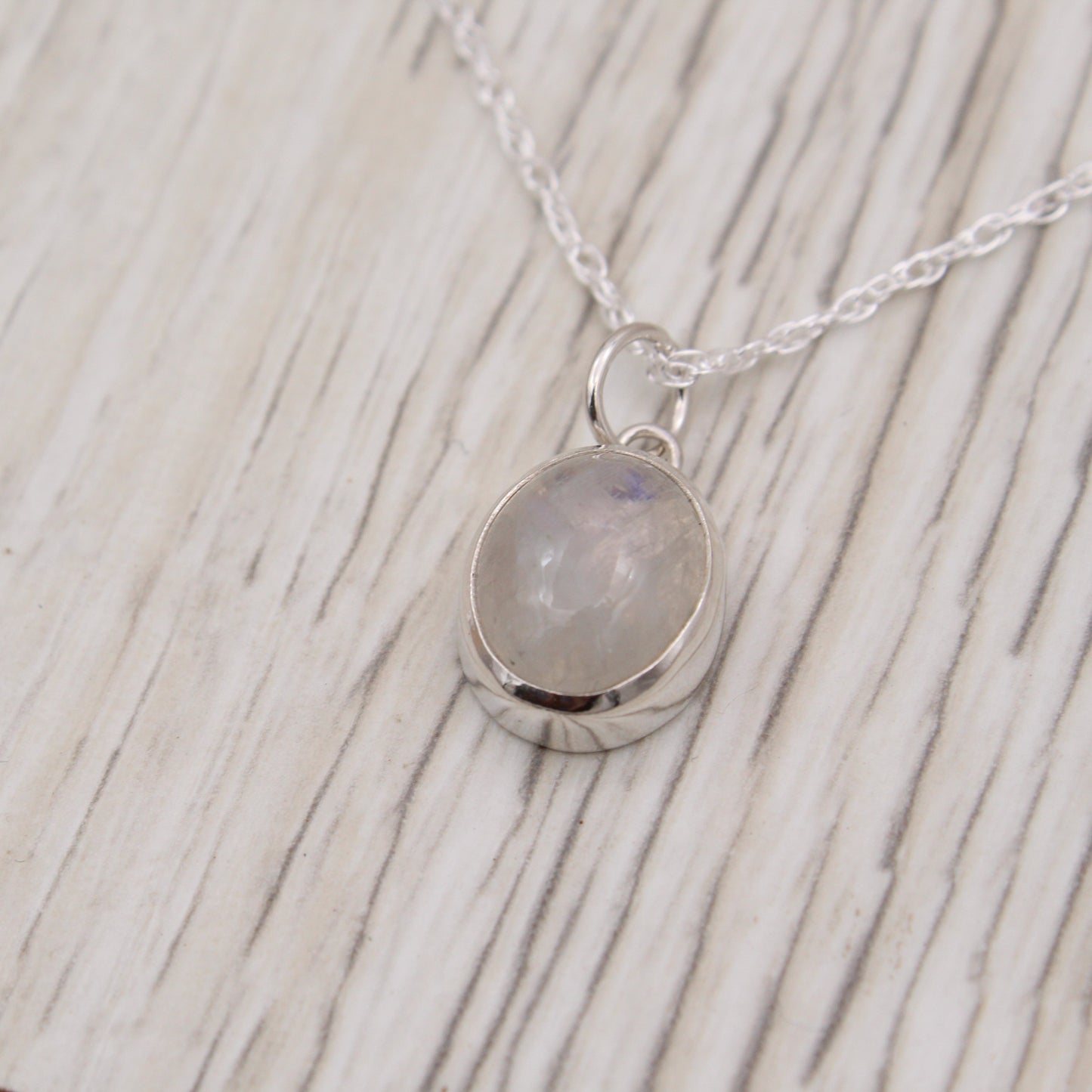 Small Rainbow Moonstone Necklace