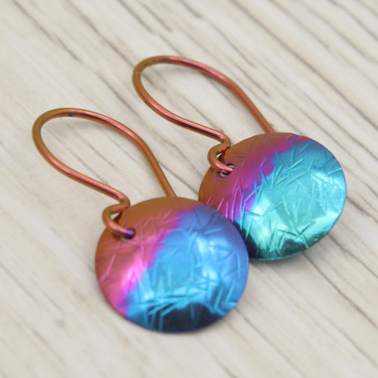 #3142 Two Tone Niobium Dangle Earrings