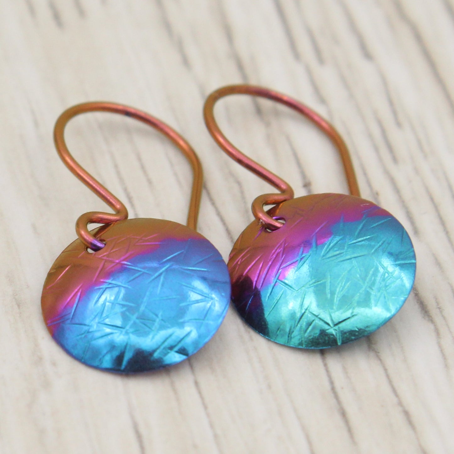 #3142 Two Tone Niobium Dangle Earrings