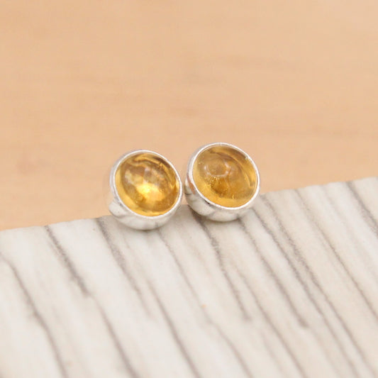 #3025 Citrine Stud Earrings with Smooth Setting