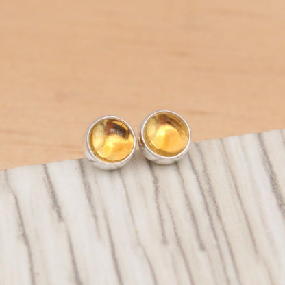 Gemstone Stud Earrings with Smooth Setting