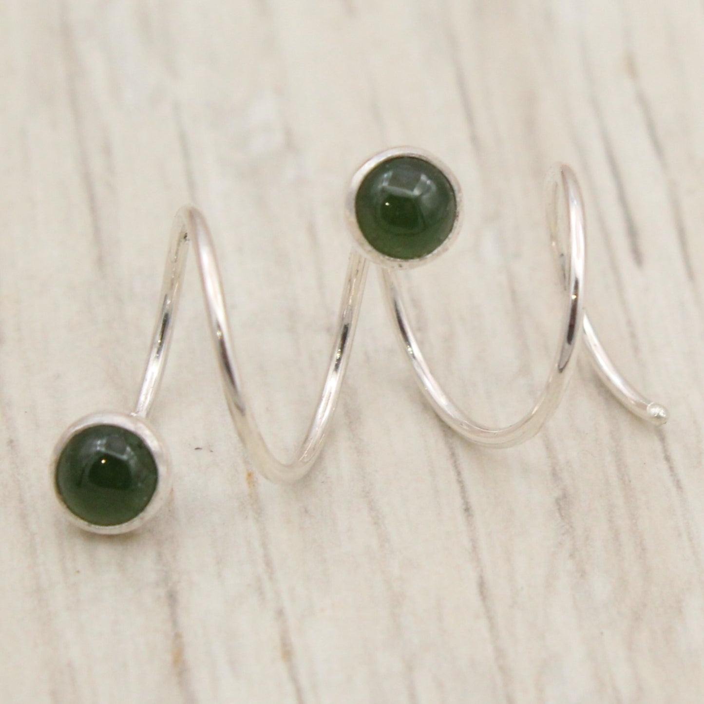 #3139 Nephrite Jade Double Piercing Hoops