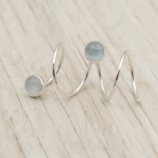 #3137 Aquamarine Double Piercing Hoops