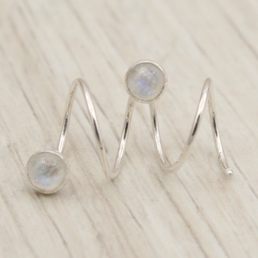 #3140 Rainbow Moonstone Double Piercing Hoops