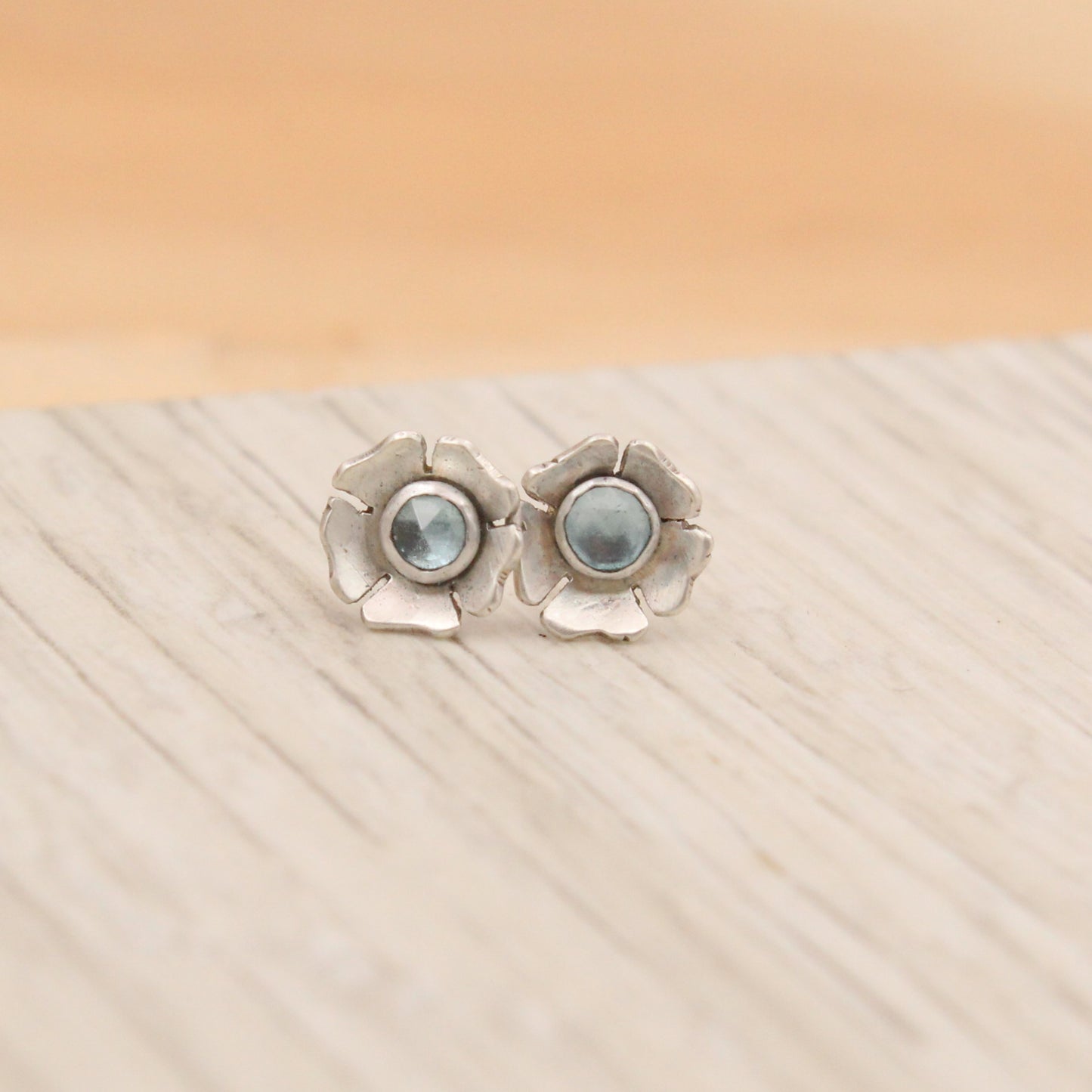 Swiss Blue Topaz Flower Studs