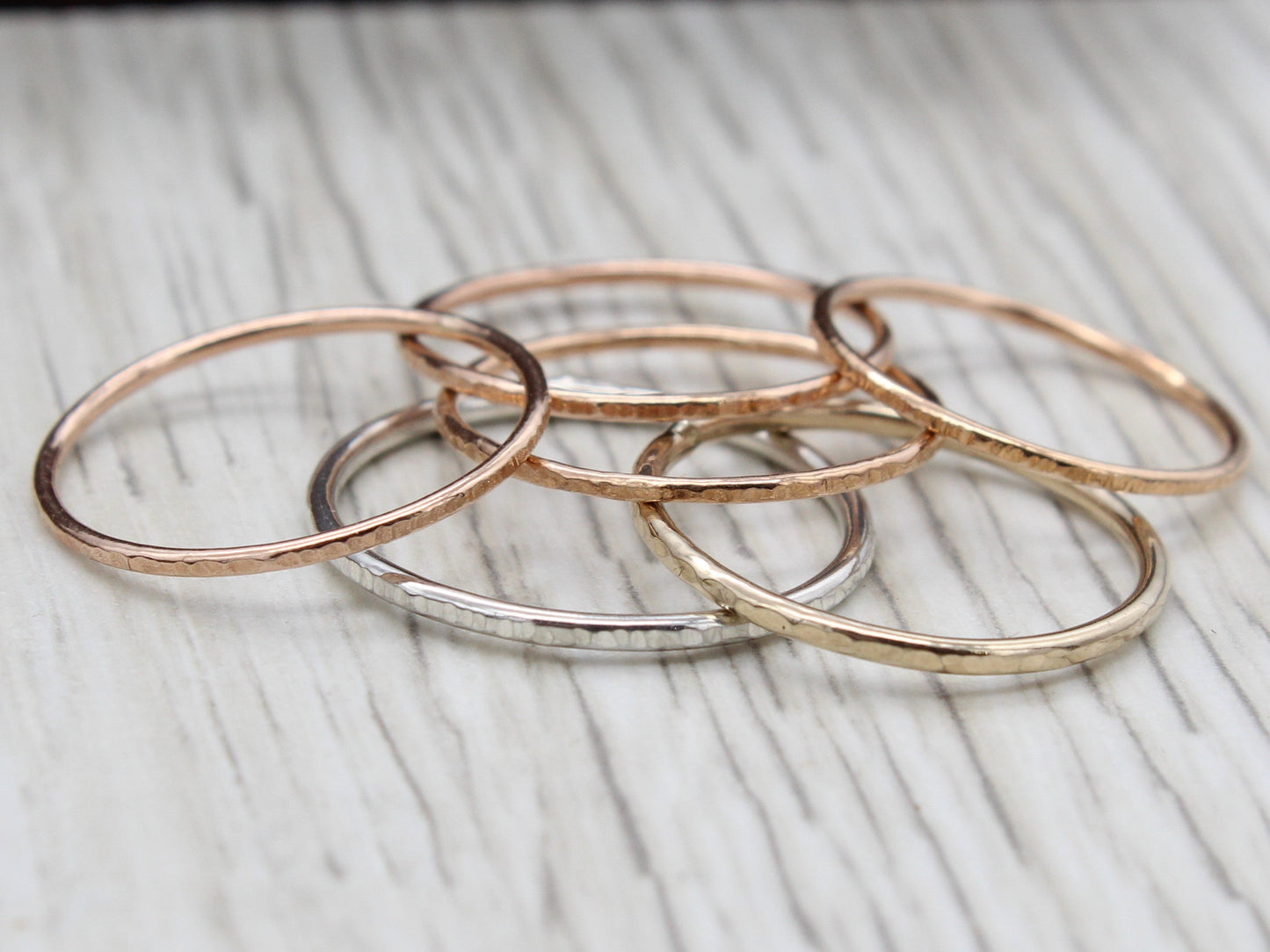 Skinny Stack Ring - Silver, Gold or Pink Gold - Sizes 9.5-13