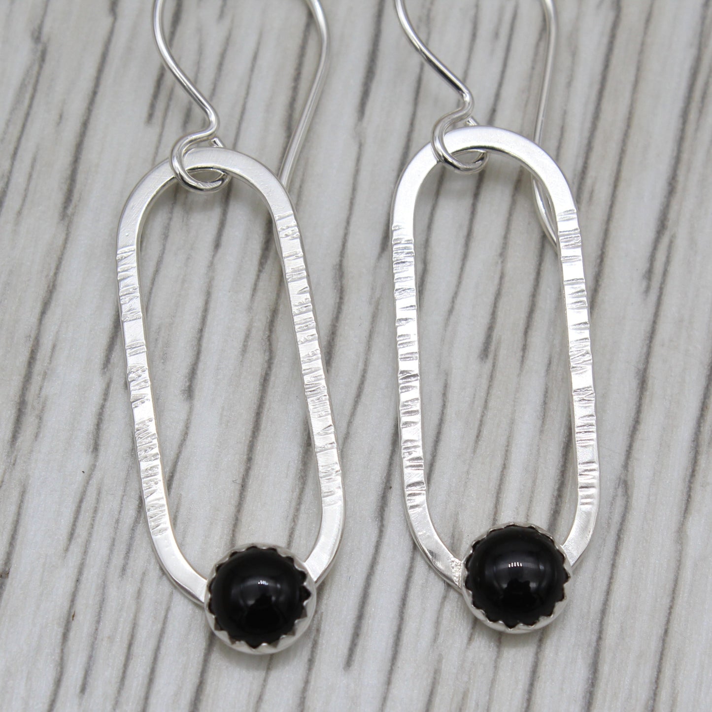 Onyx and Sterling Silver Dangle Earrings