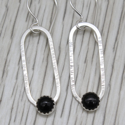 Onyx and Sterling Silver Dangle Earrings