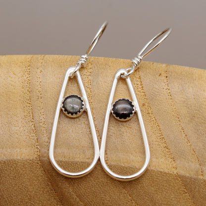 Black Star Sapphire and Sterling Silver Earrings