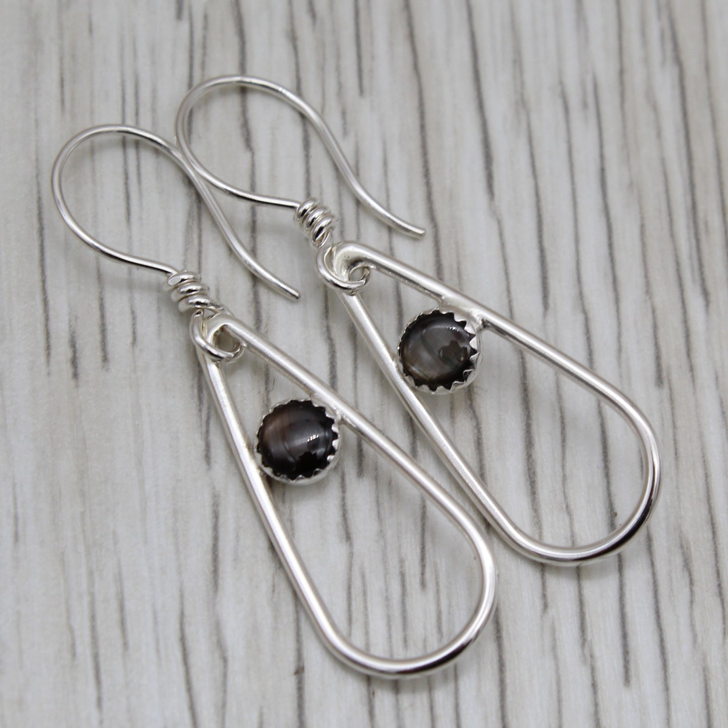 Black Star Sapphire and Sterling Silver Earrings