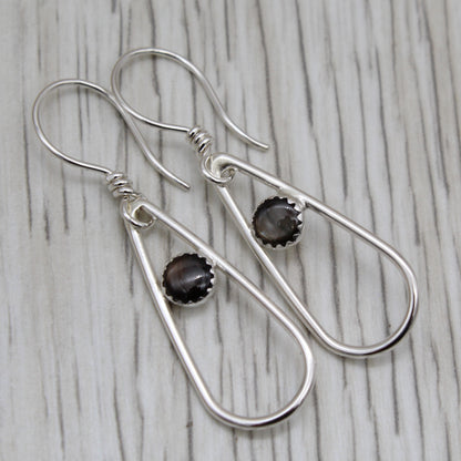 Black Star Sapphire and Sterling Silver Earrings