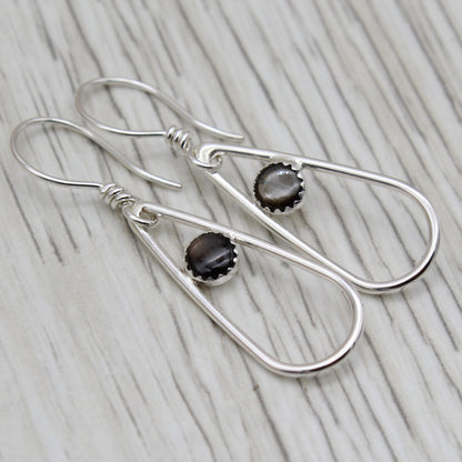 Black Star Sapphire and Sterling Silver Earrings