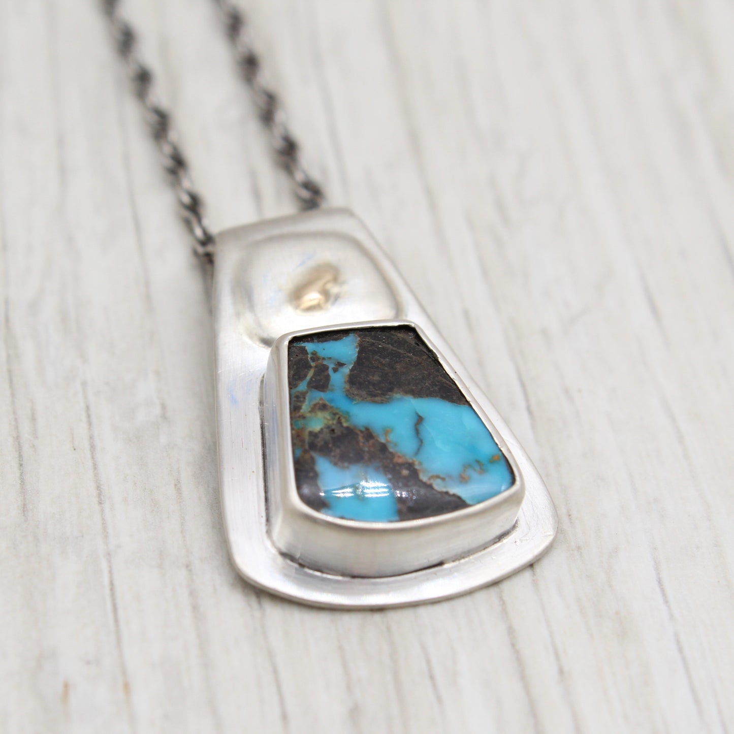 Turquoise, Silver, and Gold Necklace