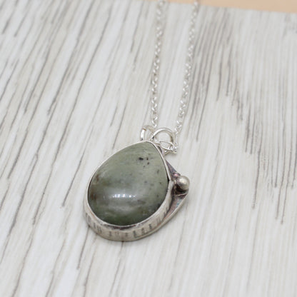 Hand Cut Mystery Stone and Silver Necklace