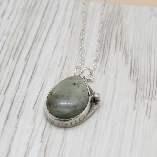 Hand Cut Mystery Stone and Silver Necklace