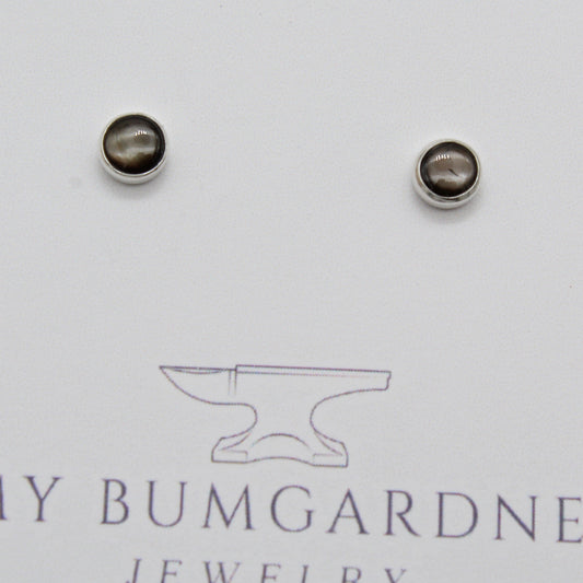 Black Star Sapphire Stud Earrings