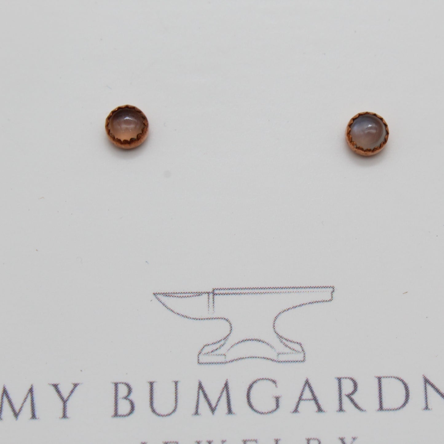 #3078 Gray Moonstone and Copper Studs