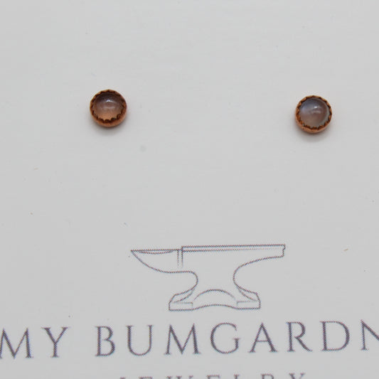 #3078 Gray Moonstone and Copper Studs