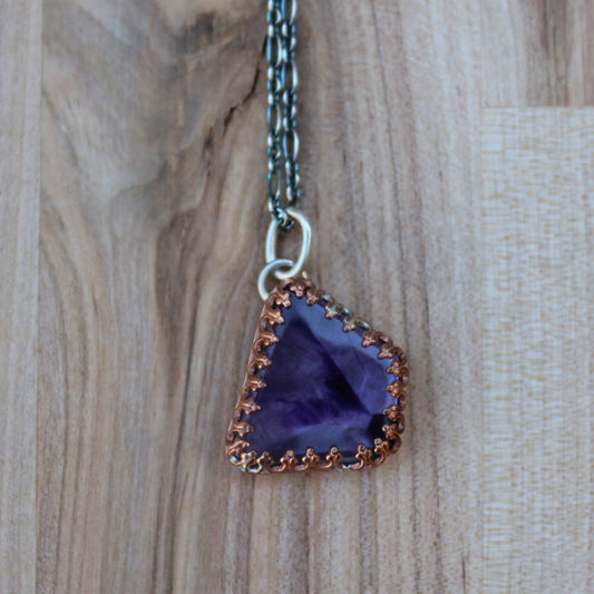 Trapiche Amethyst, Copper, and Silver Pendant (Choose 1)