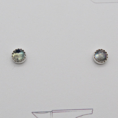 Gemstone Stud Earrings with Serrated Setting