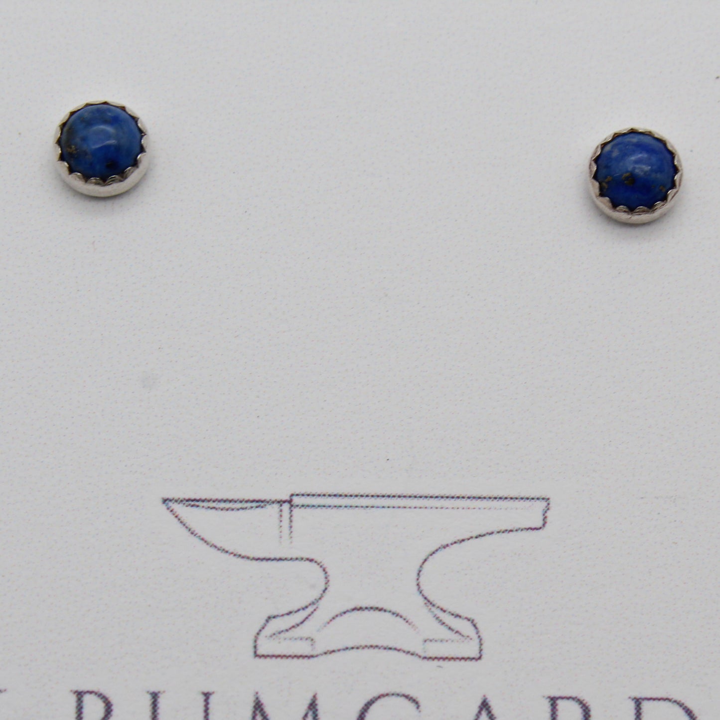 #3027 Denim Lapis Stud Earrings with Serrated Setting