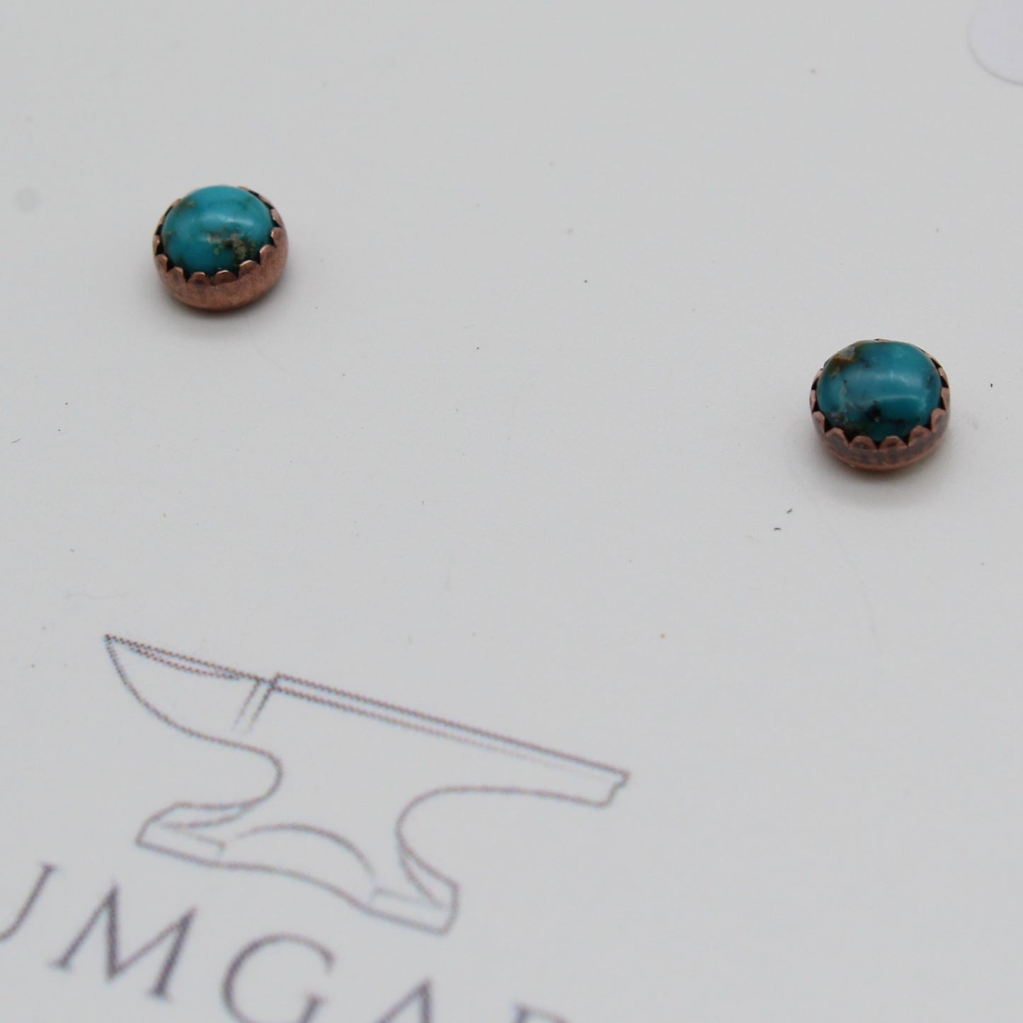 Turquoise Stud Earrings with Copper Setting